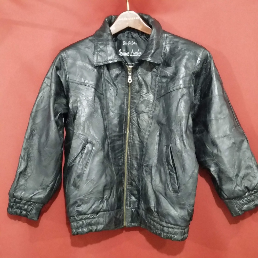 ELIAS DE SOTO LEATHER  Motorcycle Bomber Jacket  Youth 14